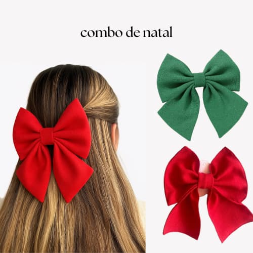 2 kit laços de cabelo com bico de pato combo para natal acessório de cabelo