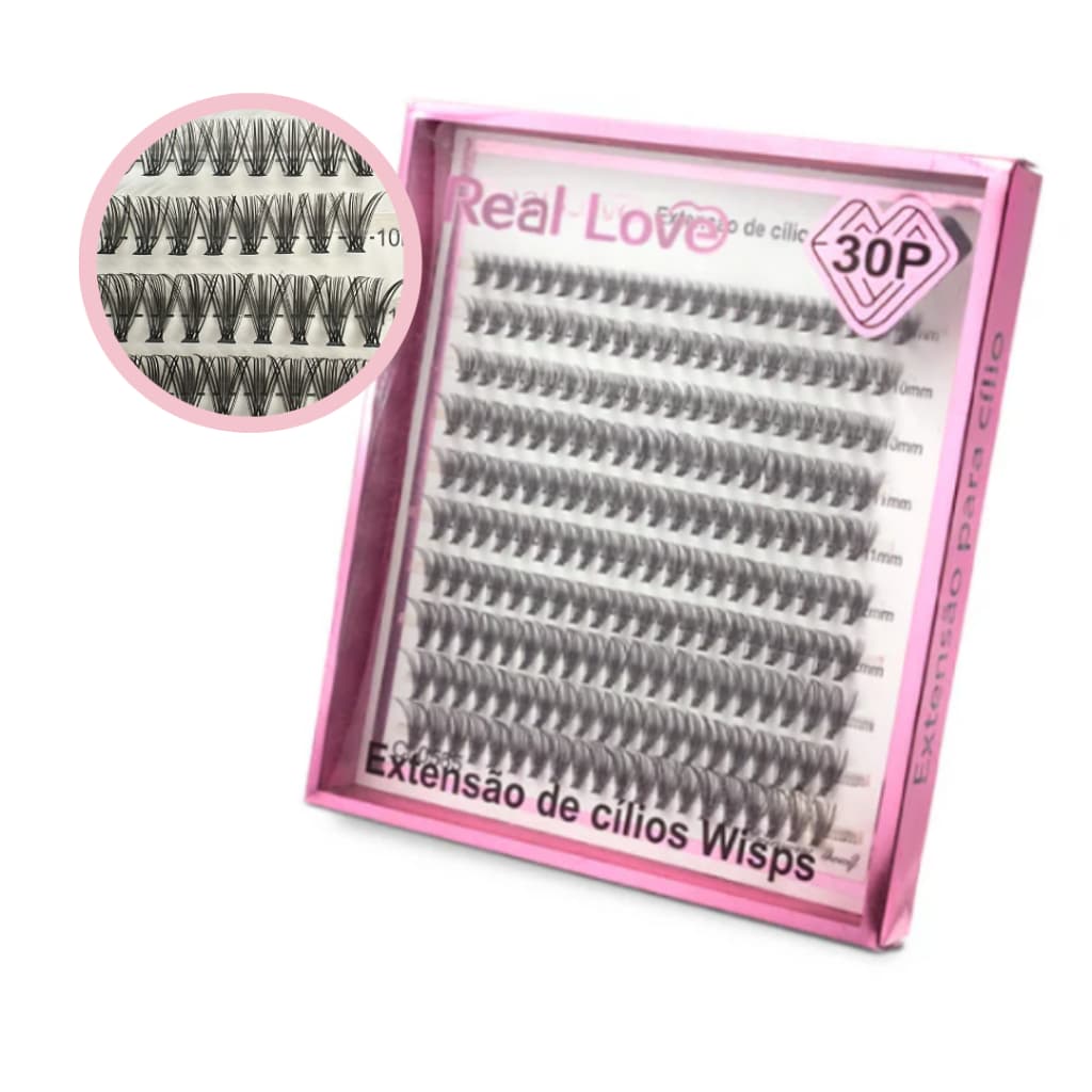 Cílios Tufinho Real Love 30P Mix 9-14mm 0.07D cartela grande