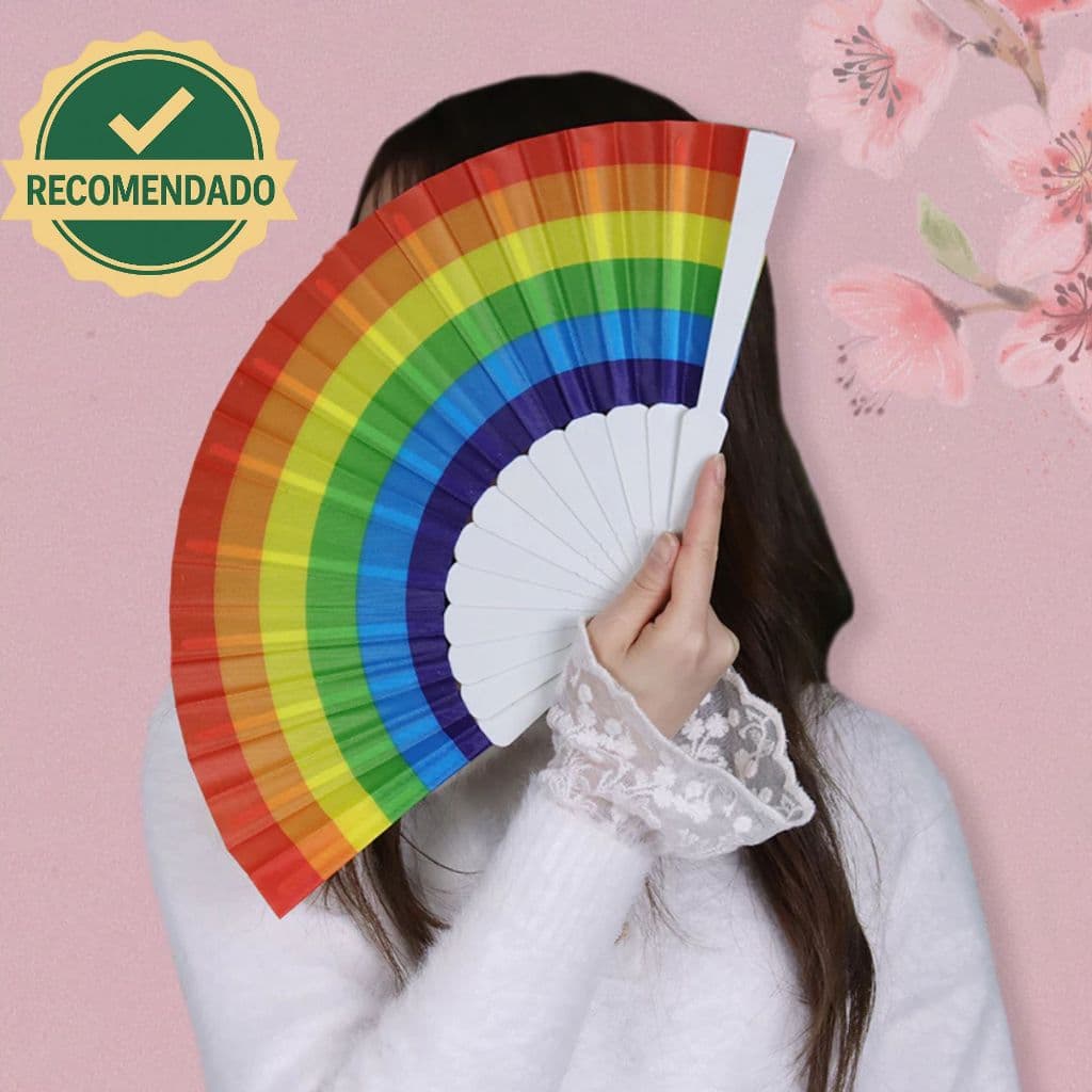 Leque Colorido Arco Íris De Plástico Para Festa Dança Carnaval Decoração Vraah LGBT Faz Barulho