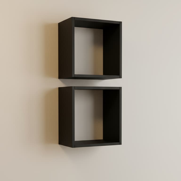 Kit 02 Nichos Quadrados Preto 25cm Decoração Sala Quarto Banheiro Cozinha Casa Decora Minimalista