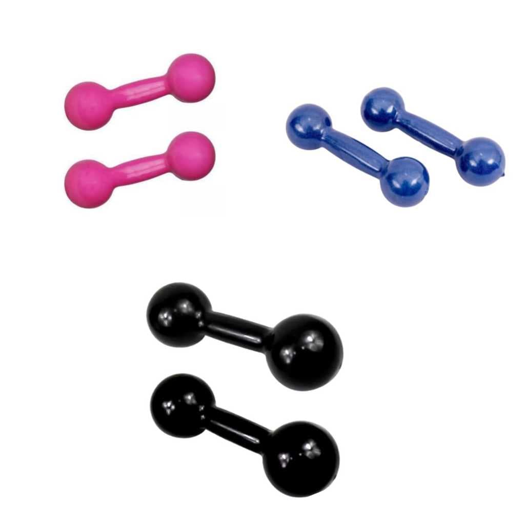 Combo Halteres Rosa Azul e Preto 1kg + 2kg + 3kg 3 Pares 6 Unidades