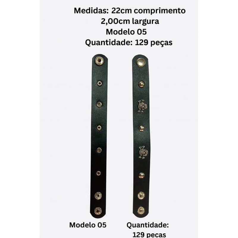 Pulseira Punk Rock com anilha Caveira corino preto