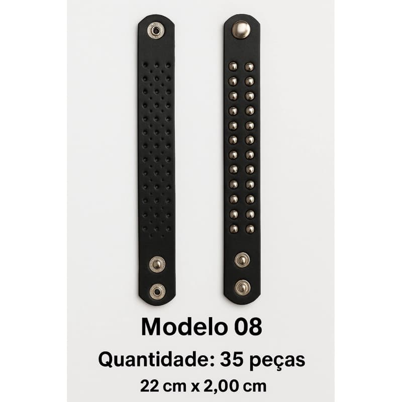 Pulseira Punk Rock Anilha Preta em corino