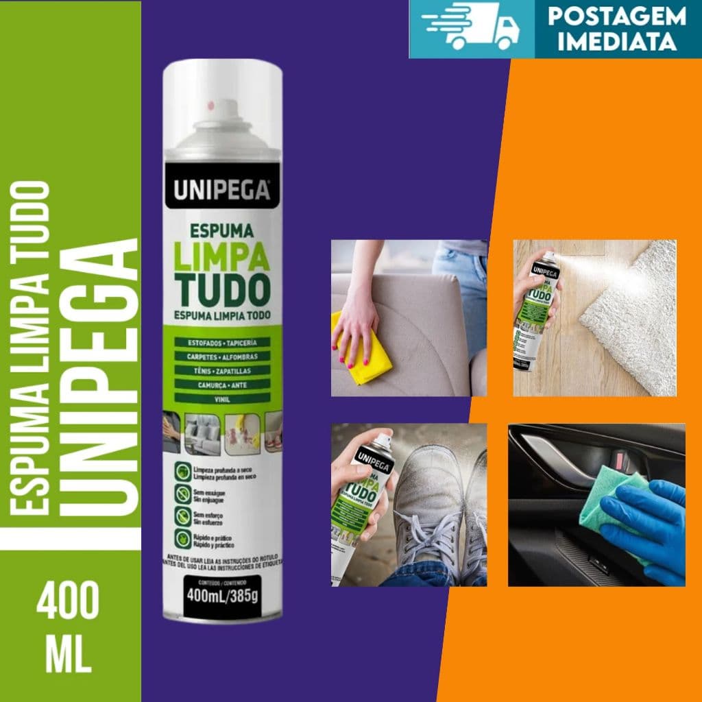 Espuma Mágica Limpa Tudo Tênis Sofa Paredes 400ml Unipega