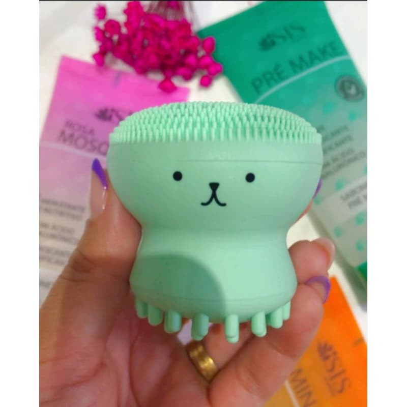 Escova Polvo Limpeza Facial Esfoliante Massageadora de Silicone  Skincare