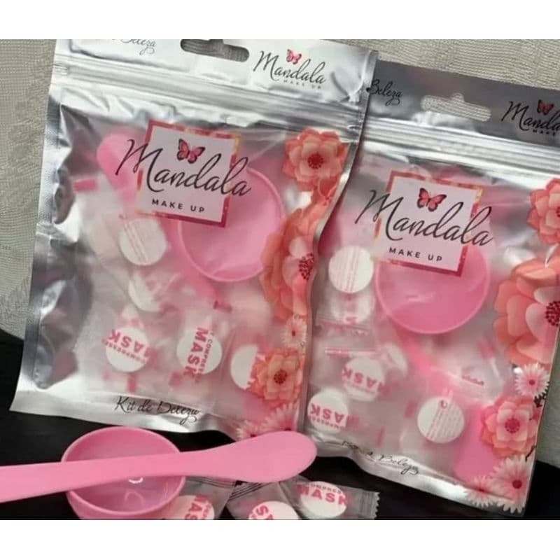 Kit 20 Máscaras Facial Comprimidas Desidratadas TNT + Pote e Espátula - Mandala Skincare DIY