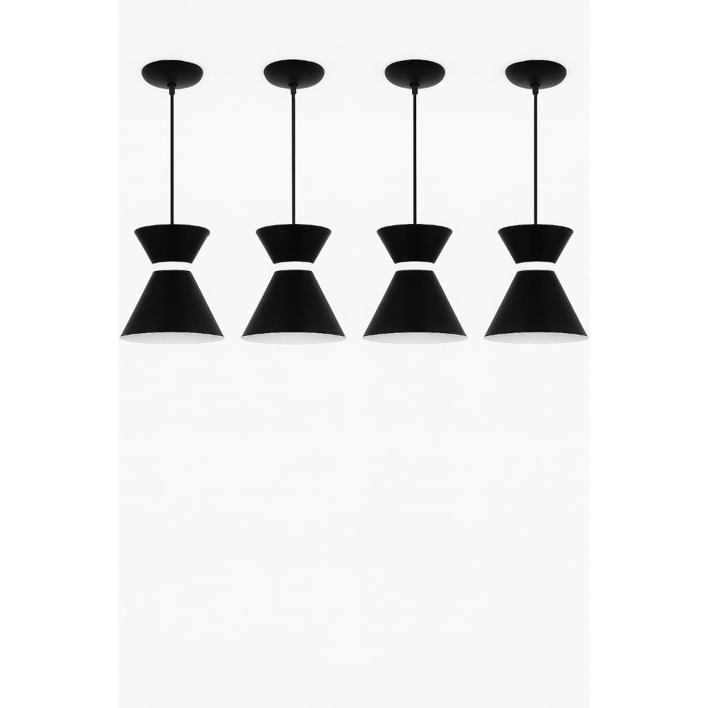 Pendente Luxo Kit4 Preto Branco Retro Lustre Aluminio Regulavel Moderna Casa Sala Cozinha Ambiente