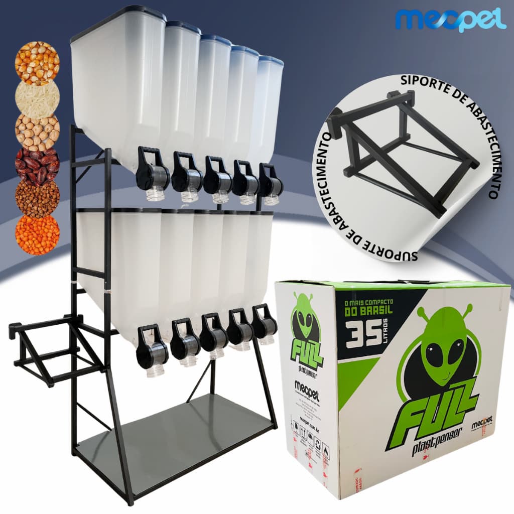 Dispenser Porta Ração Expositor Armazenador Compacto 10 Módulos 35L