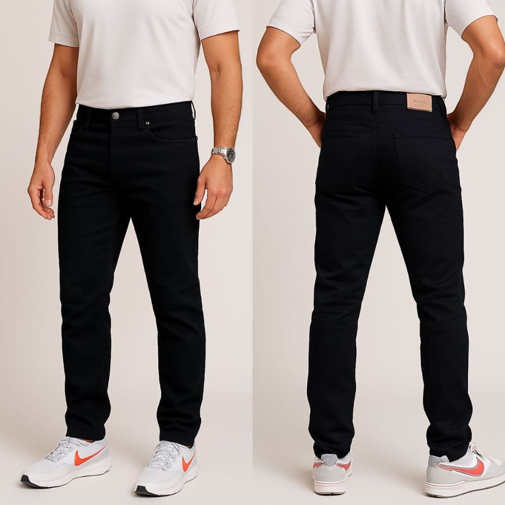 Calça Jeans Masculina Preta Com Lycra Reforçada Original Zíper