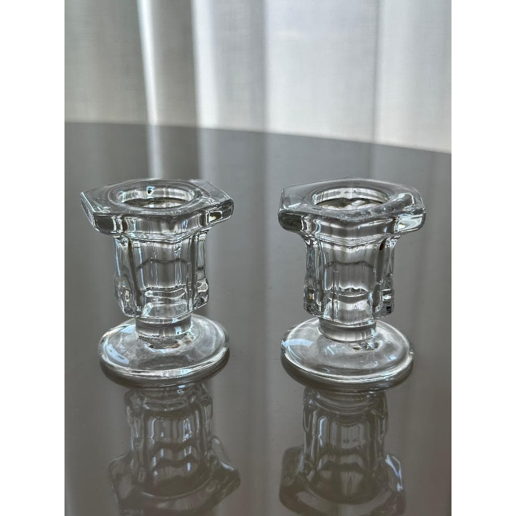Kit 2 Castiçais de Vidro Porta Velas Decoração Enfeite