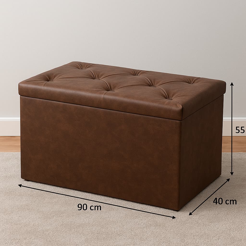 Baú Puff Estofado 90x40x48cm Multiuso com Tampa Decorativa para Casa Sala e Quarto