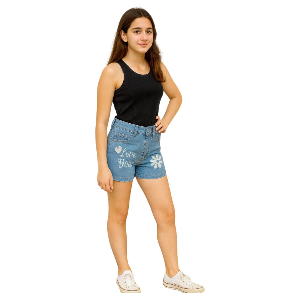 Short Jeans Cargo Bolso Lateral Feminino Bermudinha Infantil Juvenil do 10 aos 16.