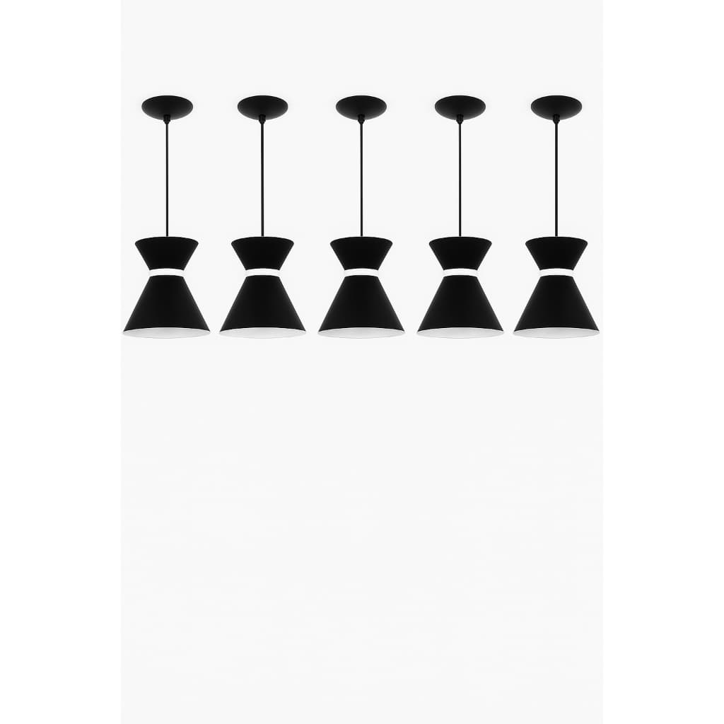 Pendente Luxo Kit5 Estilo Preto Branco Retro Premium Lustre Teto Decorativo Casa Cozinha Sala Quarto