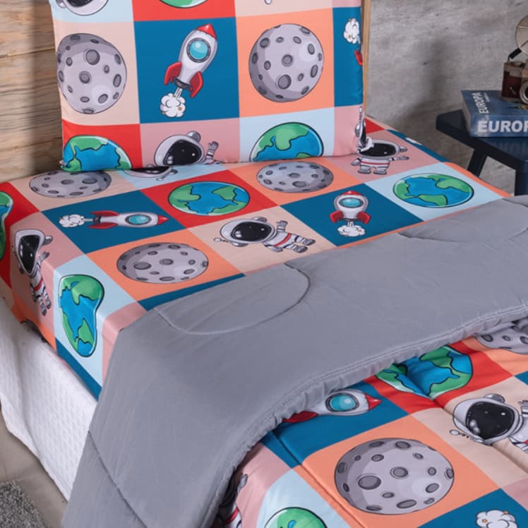 Edredom Infantil Menino Impecavel Solteiro Astronauta 100% Poliéster