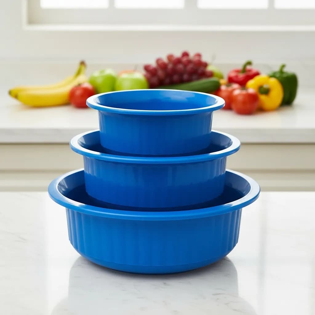 Kit 3 Bacias Plástico Pequenas 1, 2 e 3 Litros Saladeira Utensílio Cozinha Limpeza Uso Geral Fruteira Tigela Pote Bowl