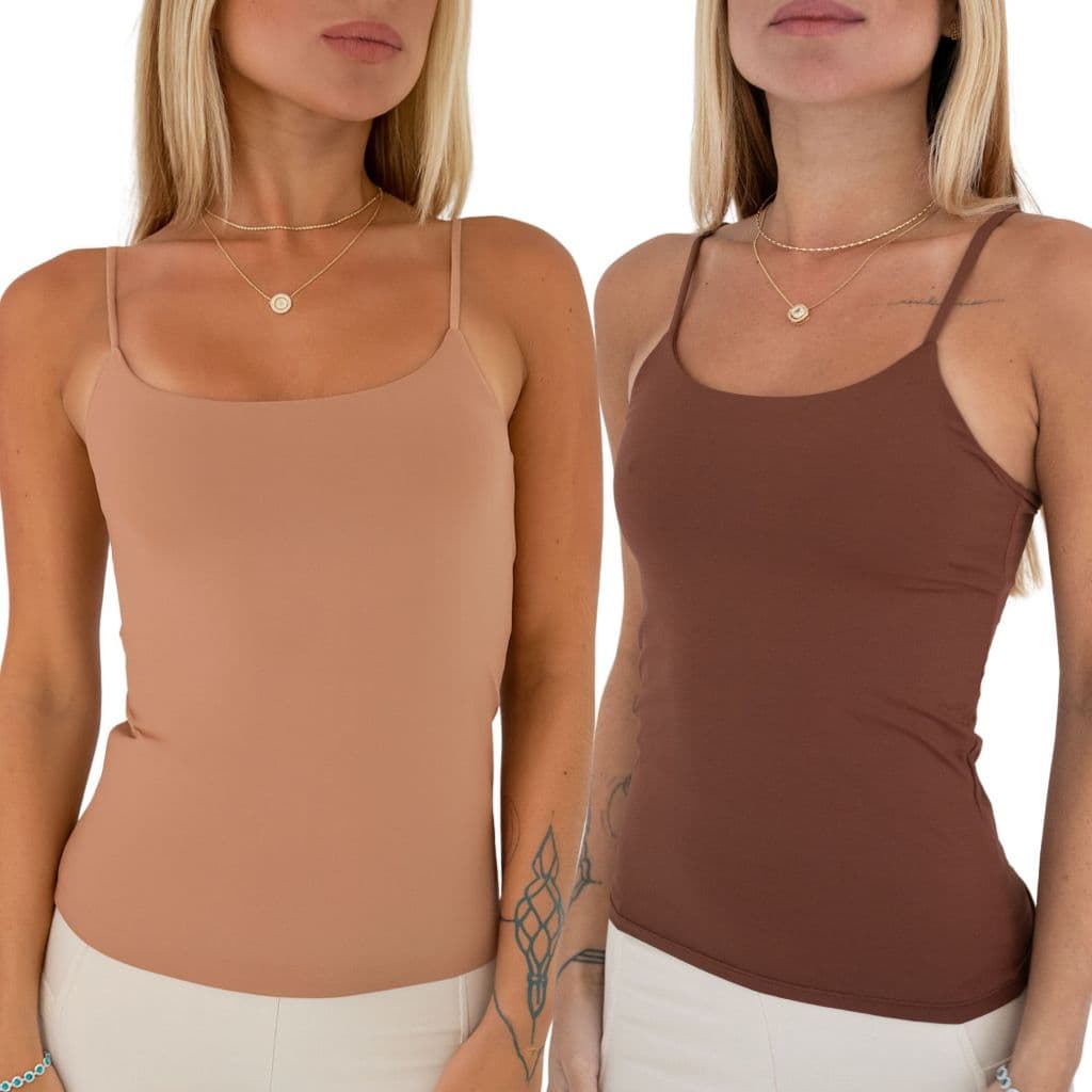 Kit 2 Regata em Poliamida Alça Fina Blusa com Forro Blusinha