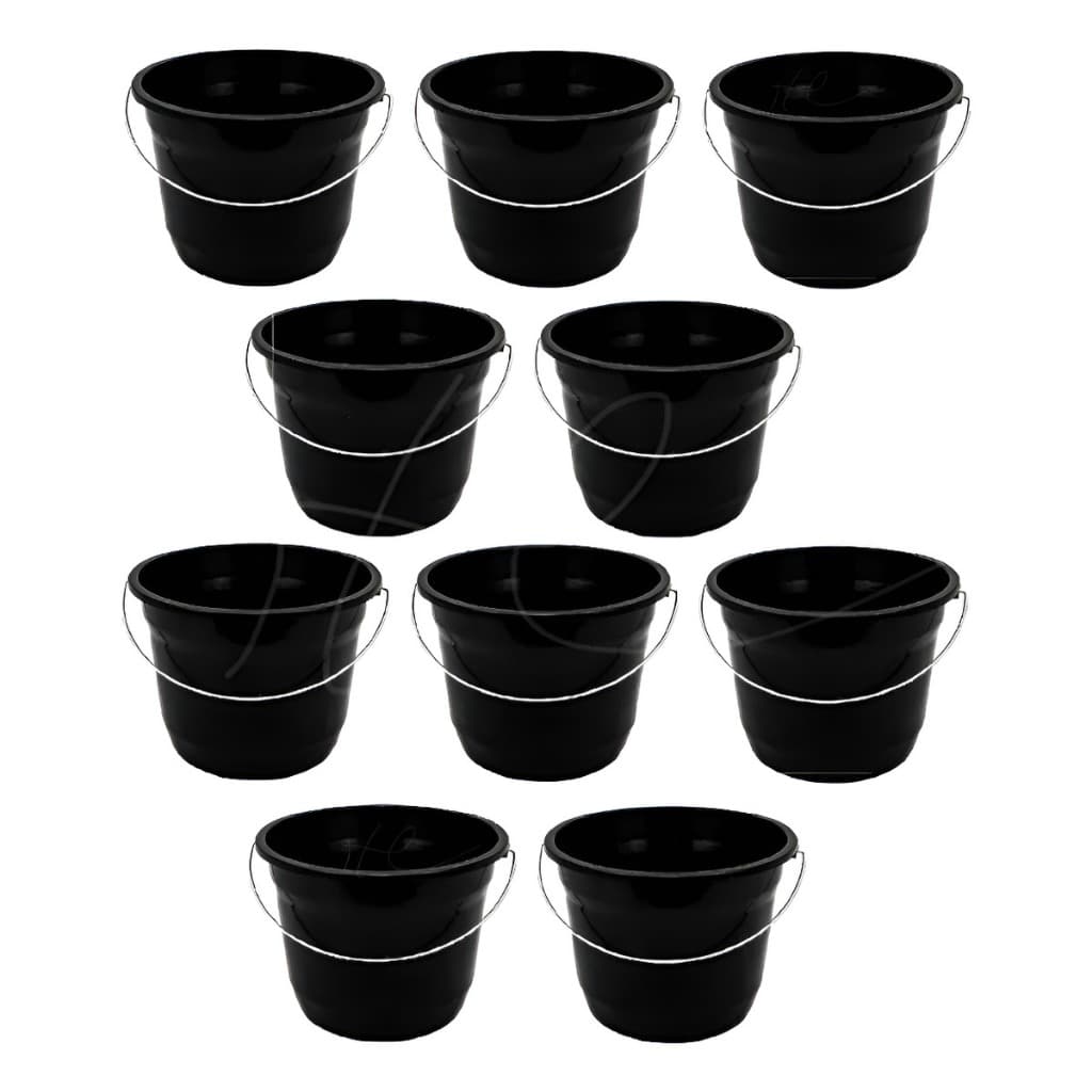 Kit Balde Preto Alça Reforçada 5 Litros Lavar Roupas Plastico Bebidas