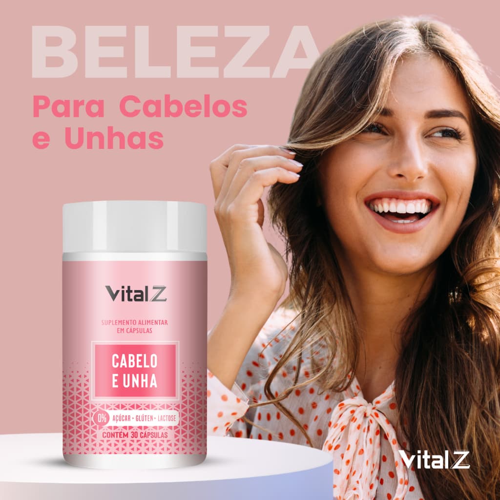 Vital Z Cabelo e Unha | Suplemento Alimentar 30 Cápsulas | Fórmula Completa com Vitaminas e Minerais