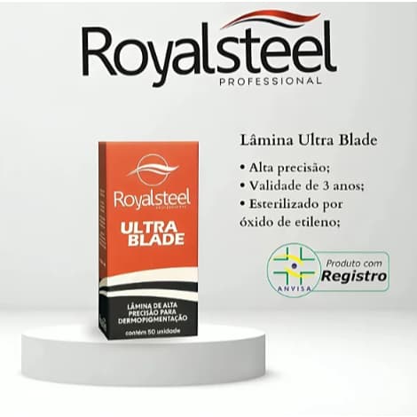KIT 10 LÂMINAS ULTRA BLADE CHANFRADA 12 PONTAS ROYALSTEEL COM ANVISA