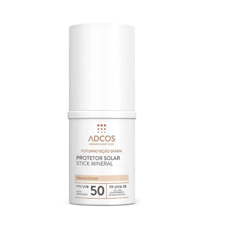 Protetor Solar Facial Adcos Stick Mineral FPS 50 Translúcido 17g