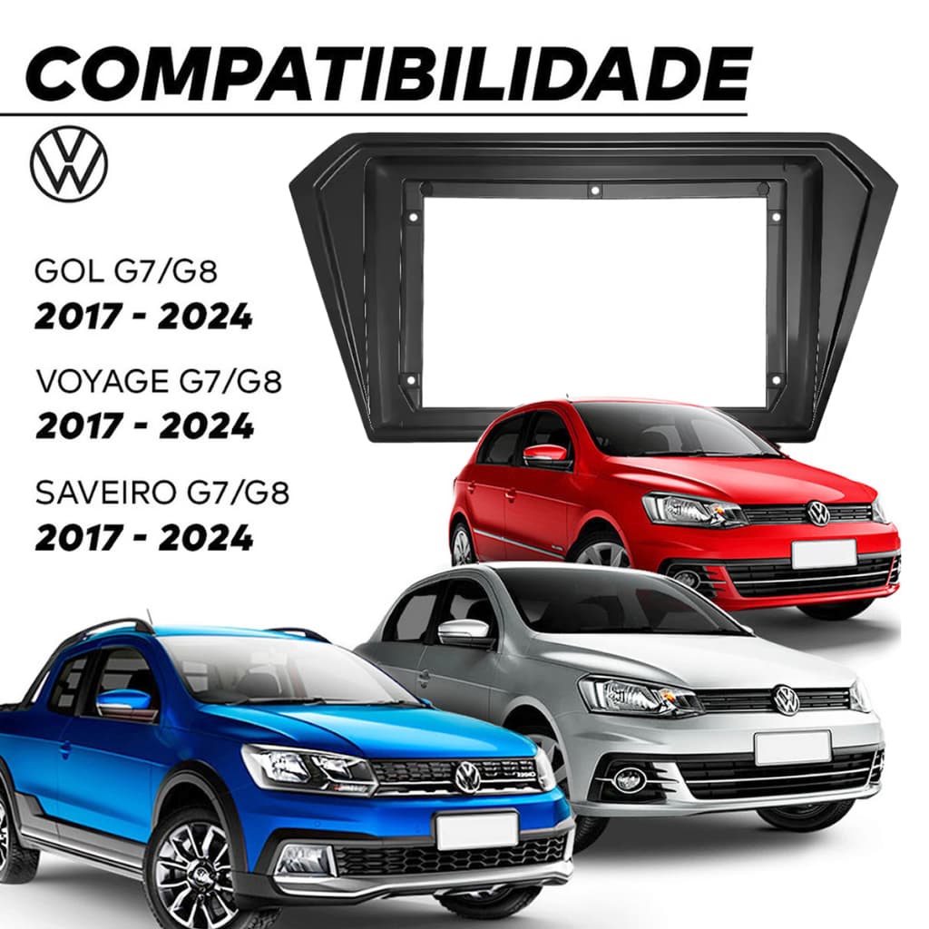 Moldura Painel p/ Multimídia 9 polegadas Gol Saveiro Voyage G7 G8 2016 à 2024