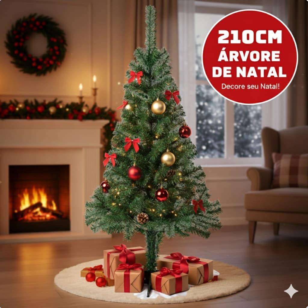 Árvore De Natal Pinheiro 210cm/120cm/90cm 120 Galhos Cheia Premium Verde Enfeite Natalino Decoração