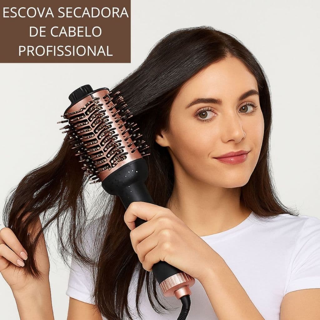 Escova Secadora de Cabelo Profissional Bivolt 1300W Original Alisadora Seca Modela Anti Frizz