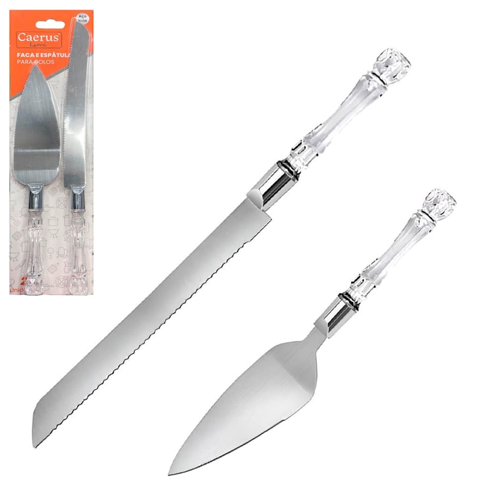 Kit Espátula Para Bolo Confeitaria Inox e Cabo Acrílico