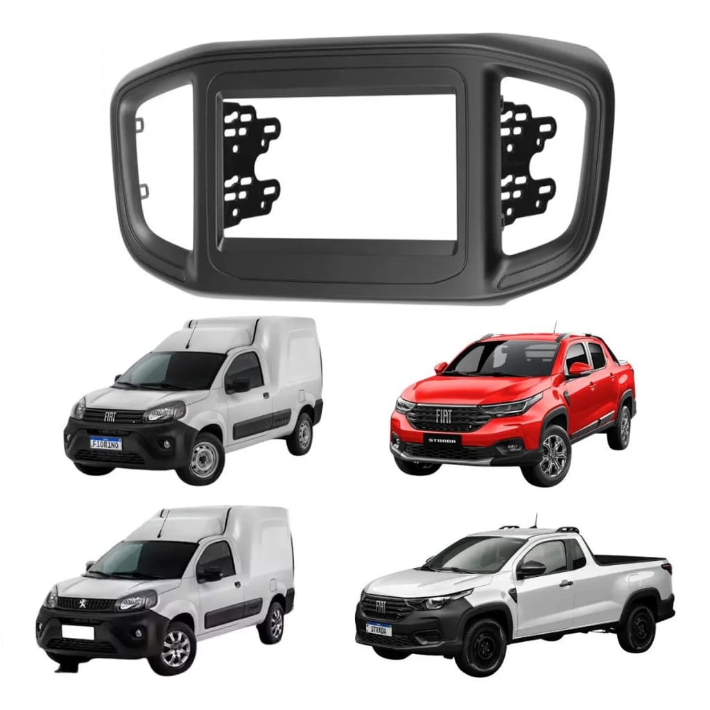 MOLDURA PAINEL 7 POL 2DIN P/ MULTIMÍDIA FIAT STRADA FIORINO PEUGEOT PARTNER RAPID 2021 2022 A 2025