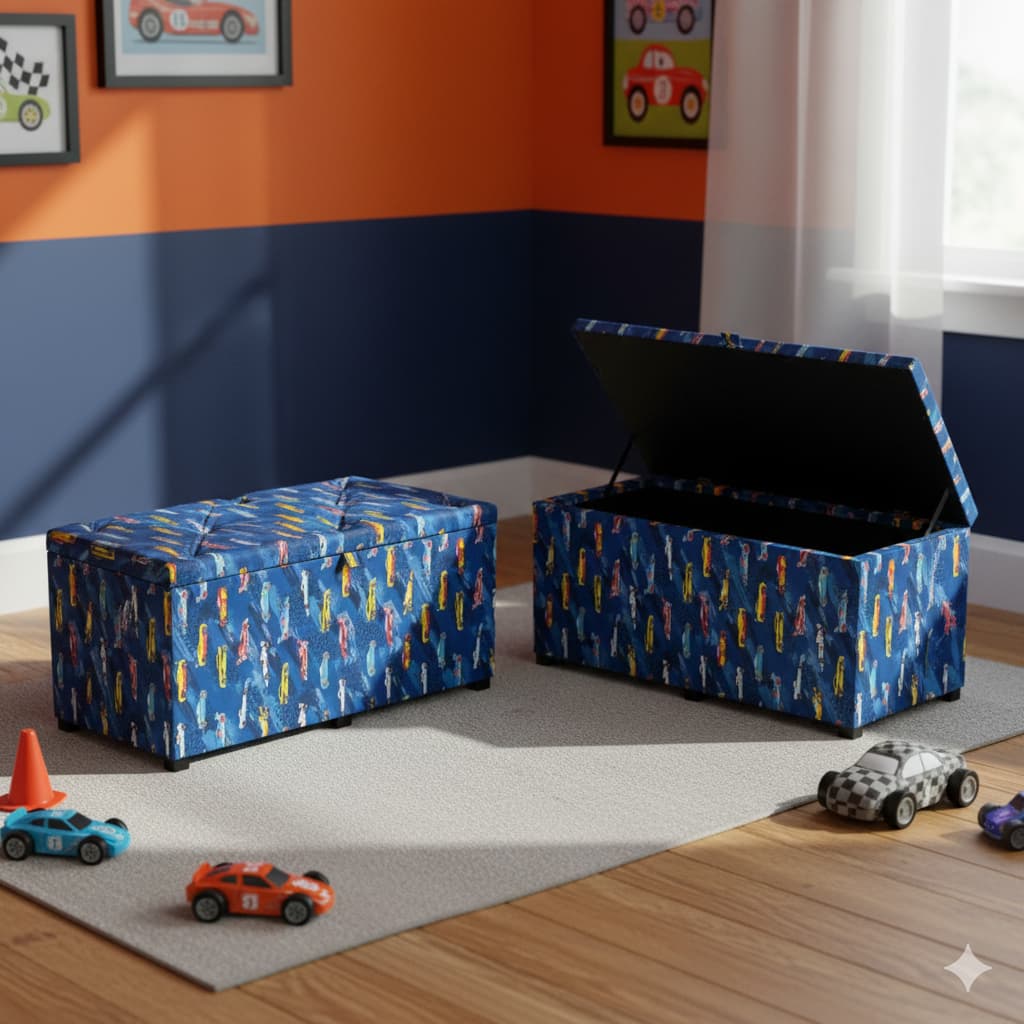Puff Baú Retangular Pé De Cama Baú Dino Organizador Corino Quarto E Sala 0,90x0,45x0,42cm