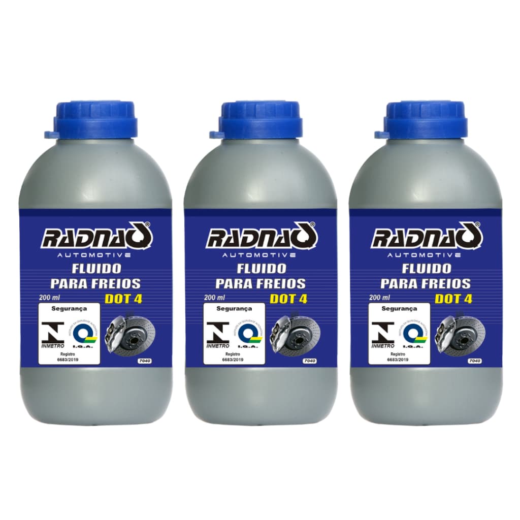 Kit 3 Unidades Fluido De Freio Dot 4 200ml Original Radnaq