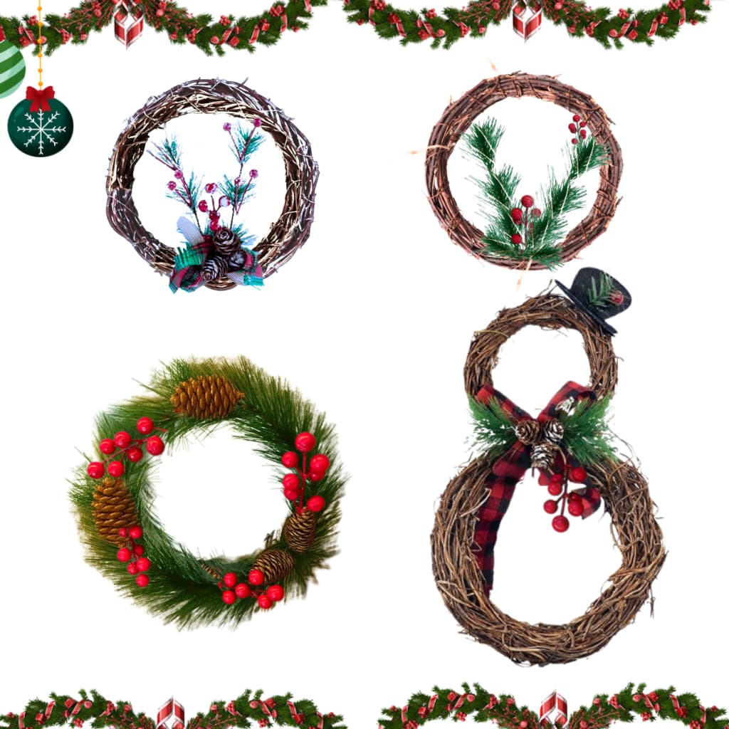 Guirlanda Natal Porta Decorada Flores Secas Rústica Artesanal