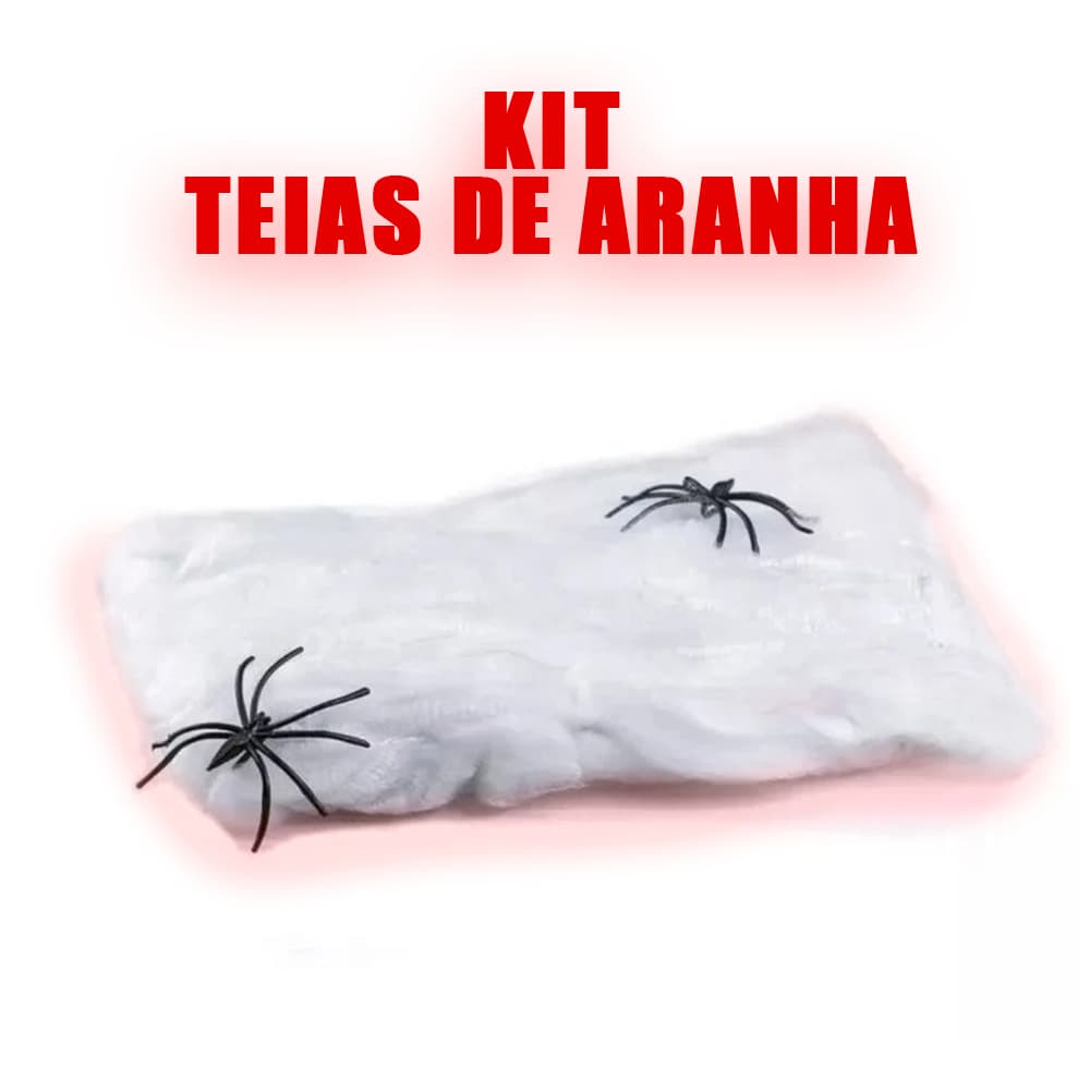 Kit 10 Teias de Aranha Artificial + 20 Mini Aranhas - Decoração Dia das Bruxas e Festa Halloween