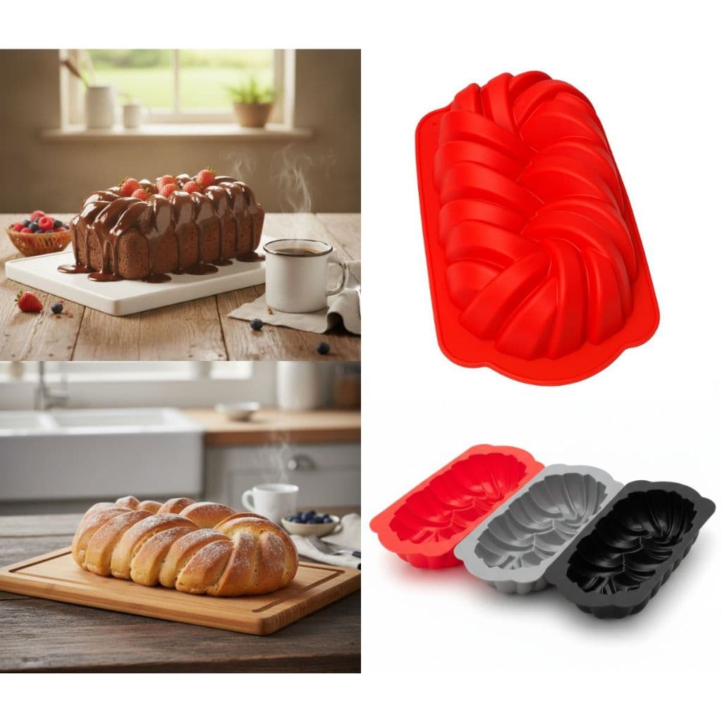 Forma De Silicone 23,5x13,5cm Antiaderente Assadeira Multiuso Bolo Pão Forno Air Fryer Micro-ondas Vermelha Cinza Preta