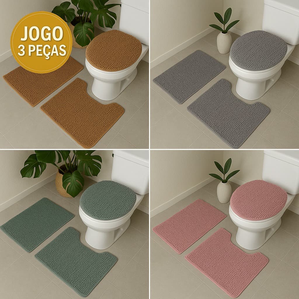 Jogo de banheiro 3 peças  Macarrão com antiderrapante