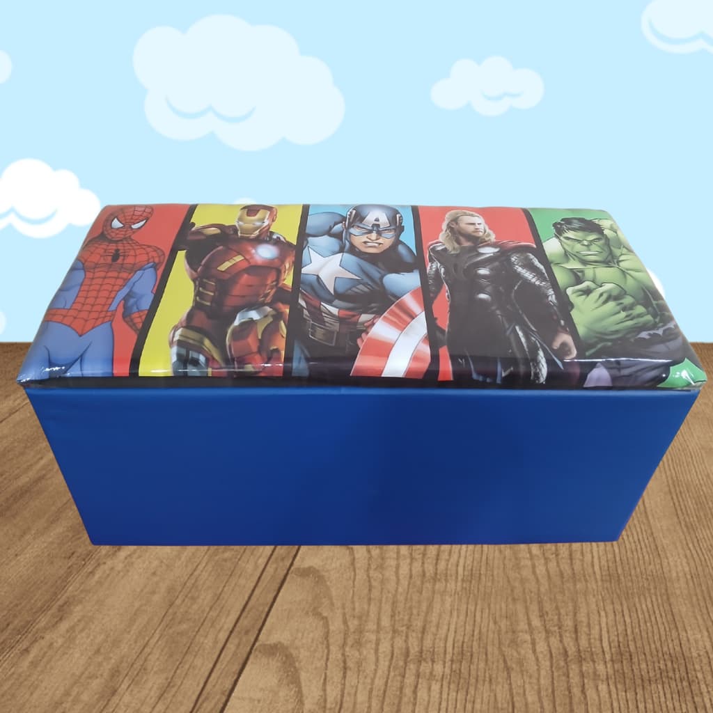 Baú Infantil Vingadores Marvel Avangers  Puff baú guarda brinquedos 90 cm decorado puff organizador
