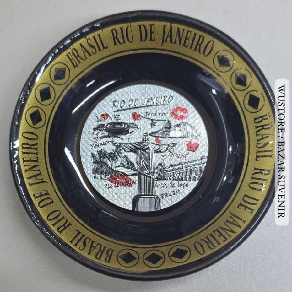 Imã Geladeira Mini Prato Cerâmica Pratinho 5x5cm Rio De Janeiro RJ Pronta Entrega