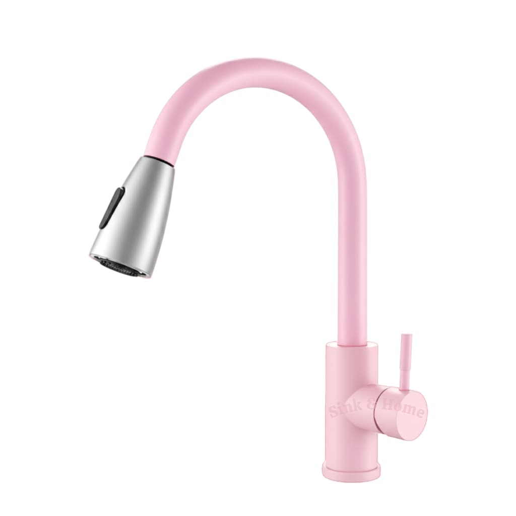 Torneira Inox Cozinha Rosa Com Ducha Extensor 42 CM Torneira de bancada Cozinha Rosa