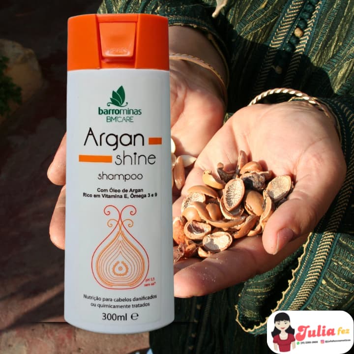 Shampoo Barrominas Argan Shine Com Óleo de Argan, Vitamina E, Ômega 3 e 9 pH5,5 300ml