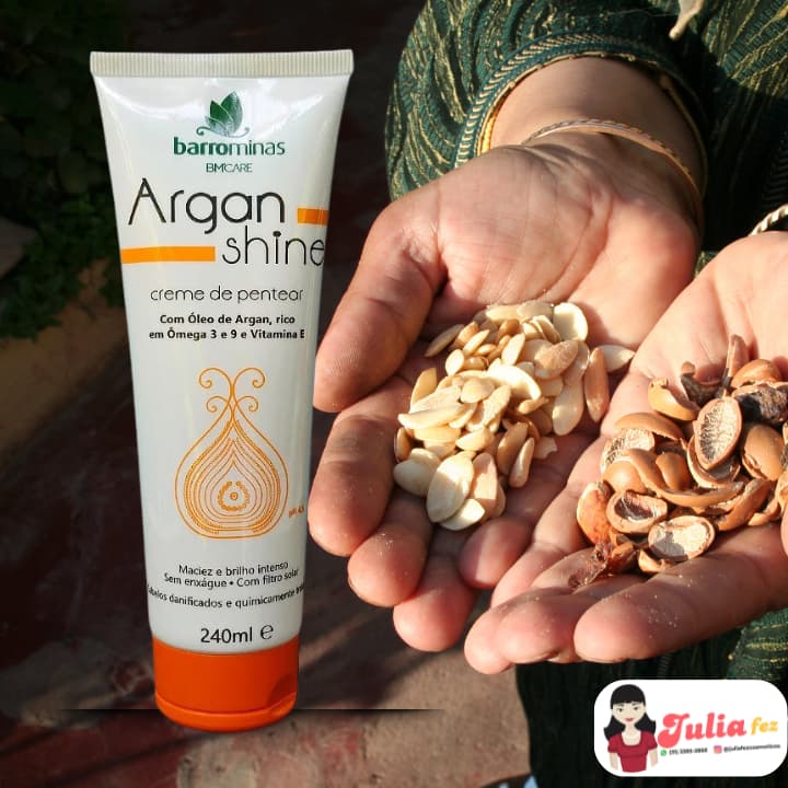 Creme de Pentear Barrominas Argan Shine Com Óleo de Argan, Vitamina E, Ômega 3 e 9 pH4,5 240ml