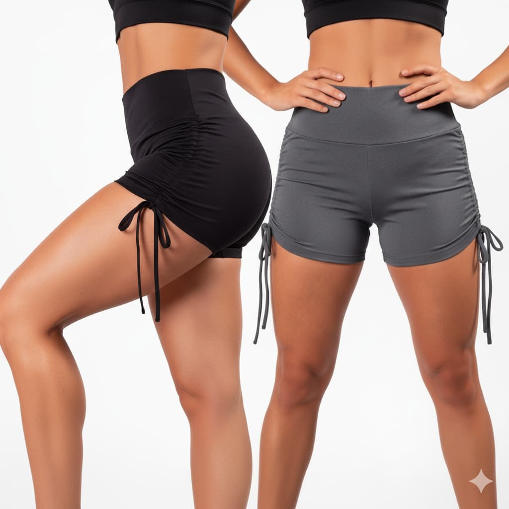 Shorts Cordinha Lateral Empina Bumbum Degradê Academia Fitness Cintura Alta