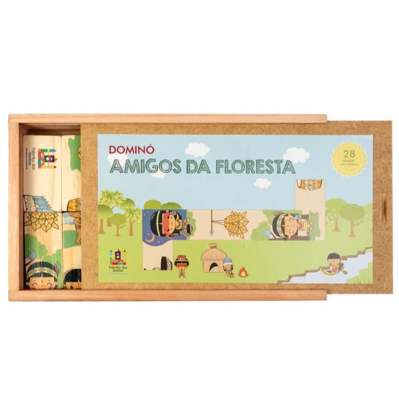 Dominó Amigos da Floresta | Jogo Educativo Infantil de Madeira Ecológica | Brinquedo Pedagógico