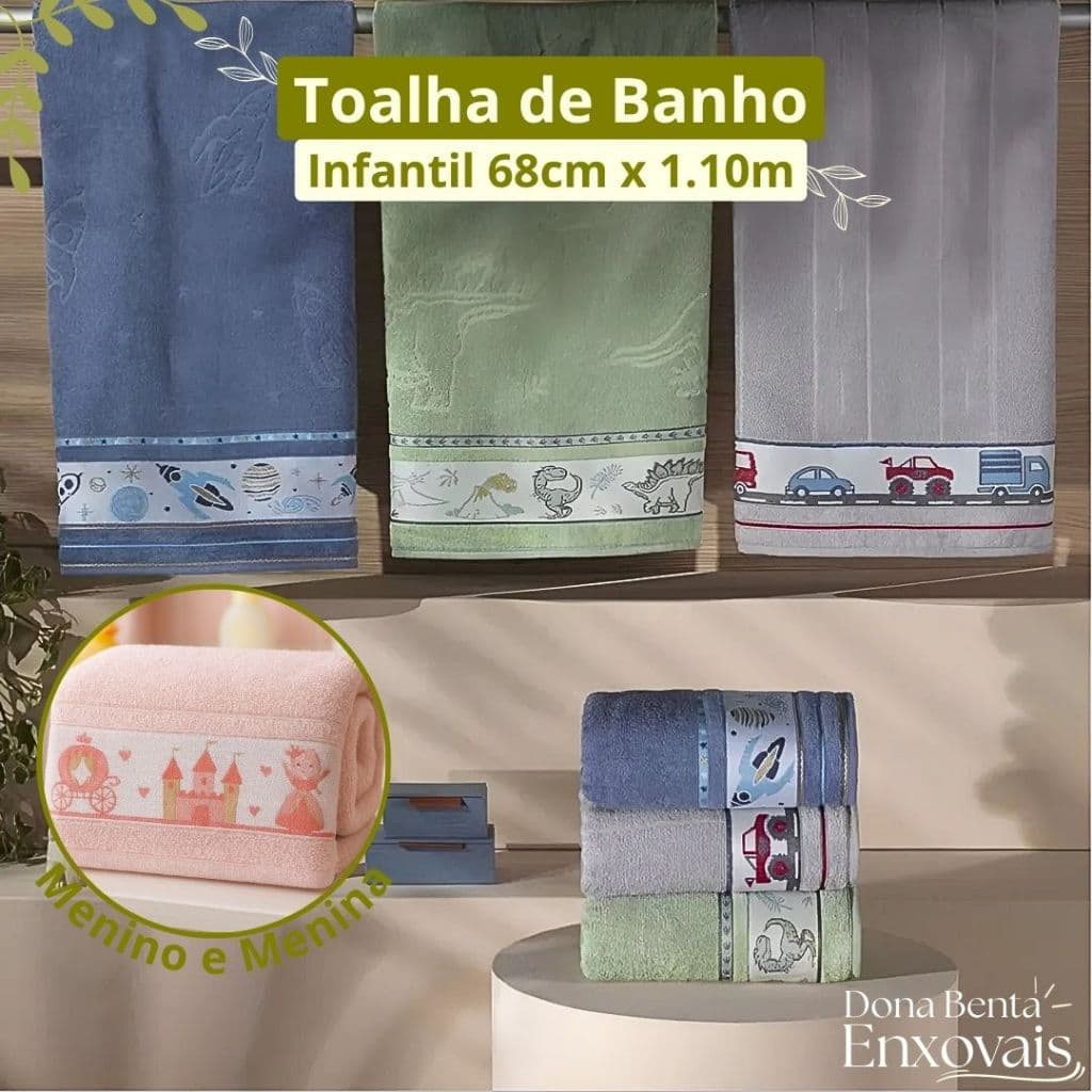 Toalha De Banho Infantil Soft Kids Appel 68x110cm 100% Algodão Menino e Menina