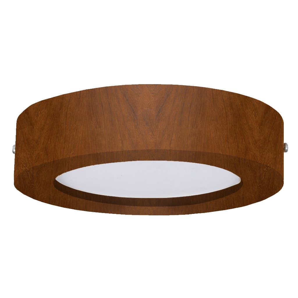 Plafon LED Madeira Redondo Sobrepor Teto Luz Amarela e Branca Sala Quarto Moderno Mel