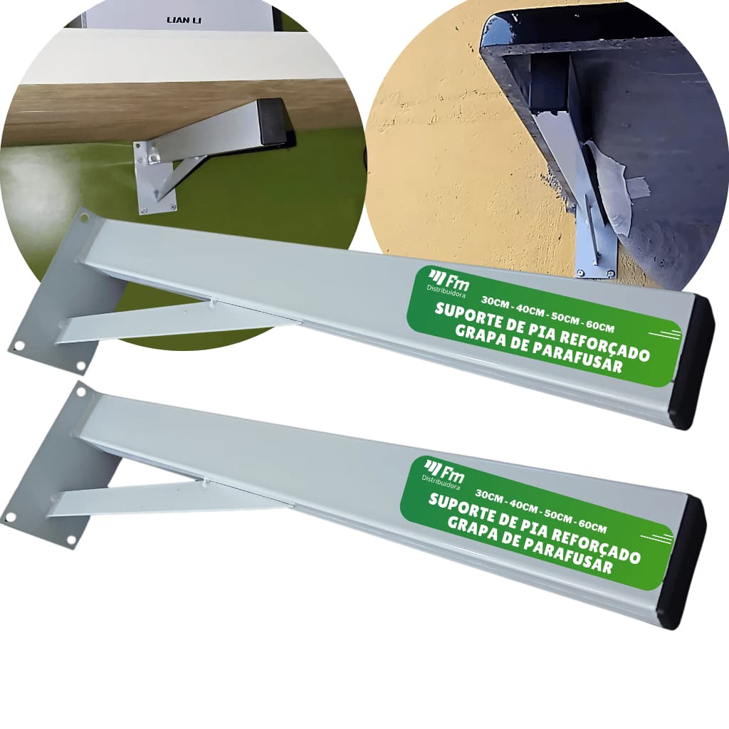 Kit 2 Grapa Reforçada Mão Francesa Suporte De Pia Tanque Parafusar 50cm
