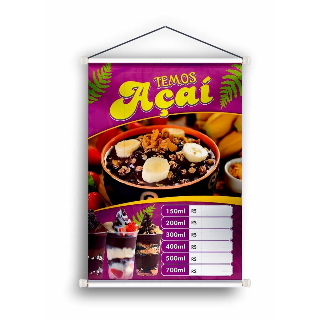 BANNER LONA ARTE PRONTA - AÇAÍ 150-700ML