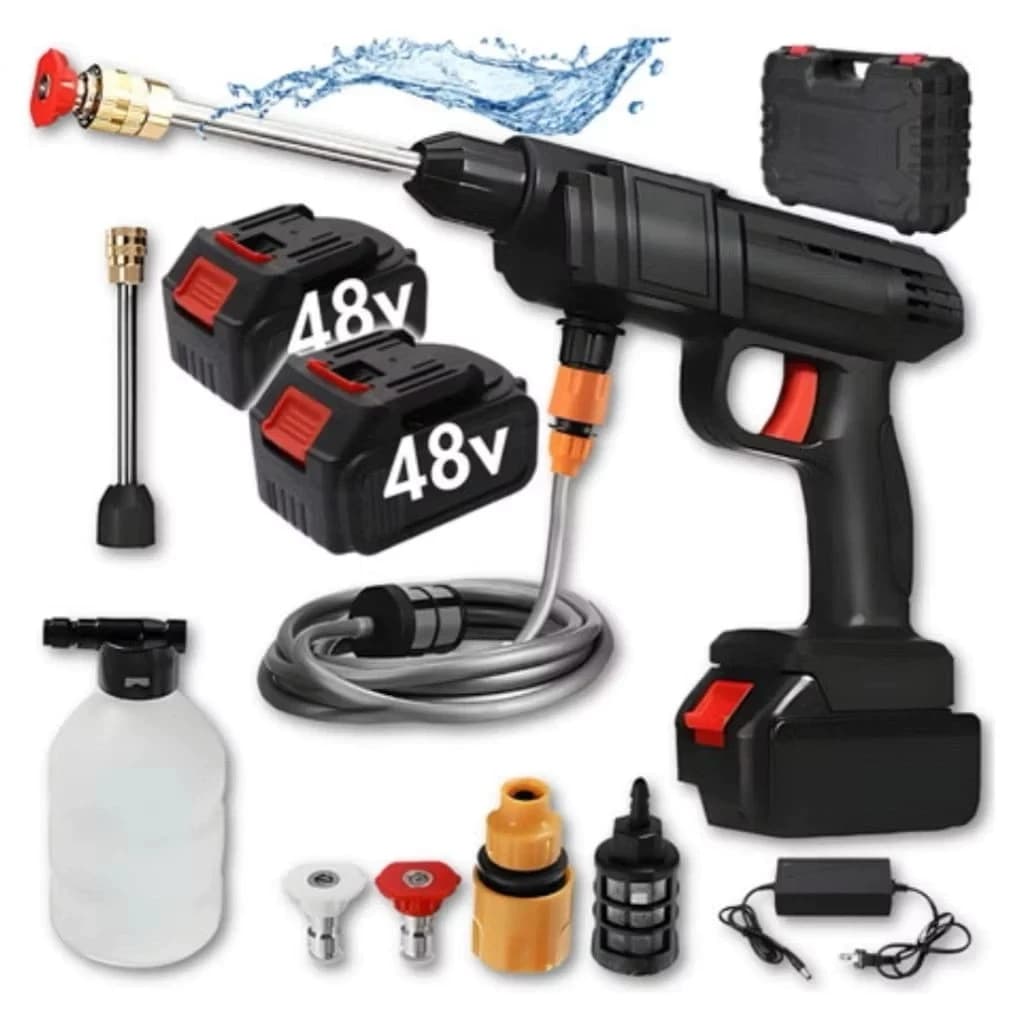 Lavadora de alta pressão profissional portátil sem fio de dupla voltagem, 110 V e 220 V, com um par de baterias de 48 V
