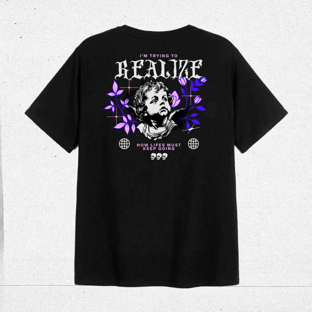 Camiseta Streetwear 100% Algodão Estampa Anjo Realize Leve Confortável Tendência 2026