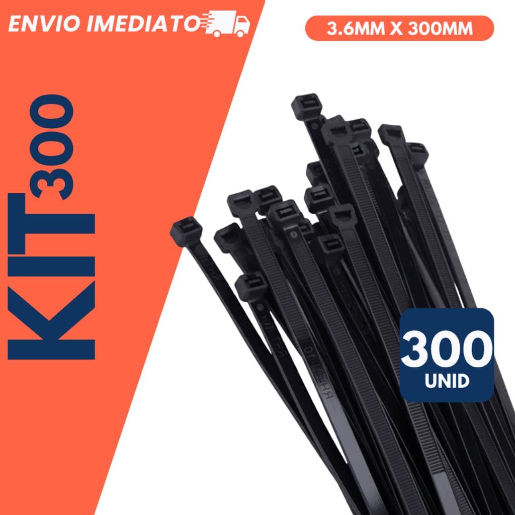 Kit 300 Enforca-gato de Nylon Fita Hellermann 3,6mmx300mm Abraçadeira Multiuso Resistente