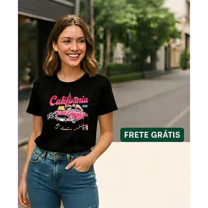 CAMISETA FEMININA PERSONALIZADA ESTAMPADA COM MALHA PREMIUM - 100% ALGODÃO E FRETE GRATIS